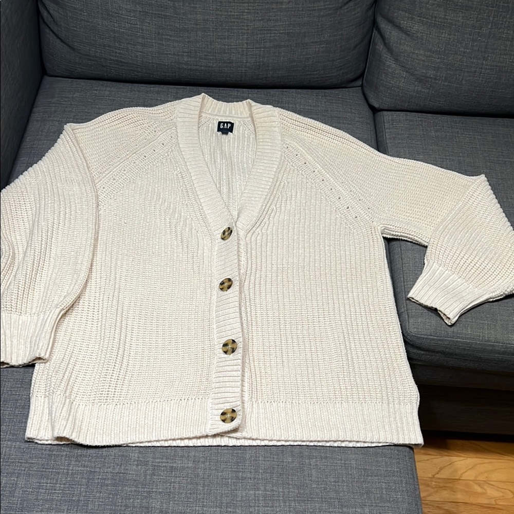 GAP Cream Button-Up Cardigan